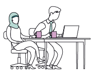 Two people sitting at a desk